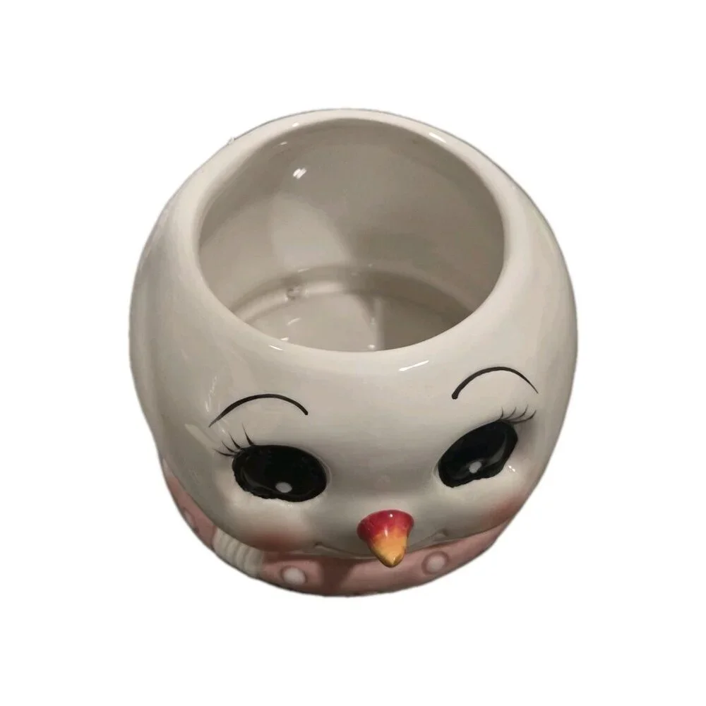 New Holiday Christmas Pink Frosty the Snowman Cookie Jar Kitchen Room Decor
